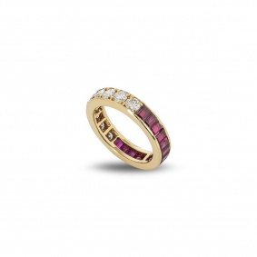 Yellow Gold Diamond & Ruby Full Eternity Band Yellow Gold Diamond & Ruby Full Eternity Band
